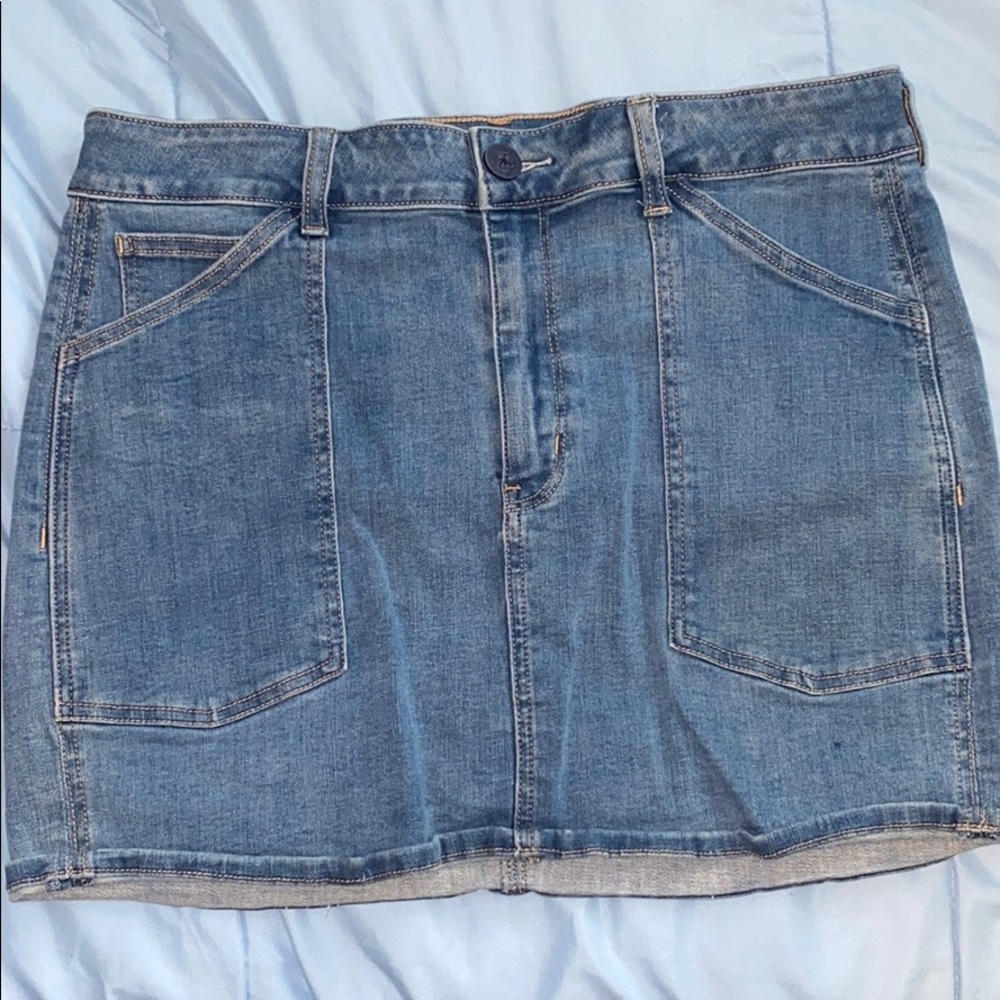 High rise mini light denim skirt
